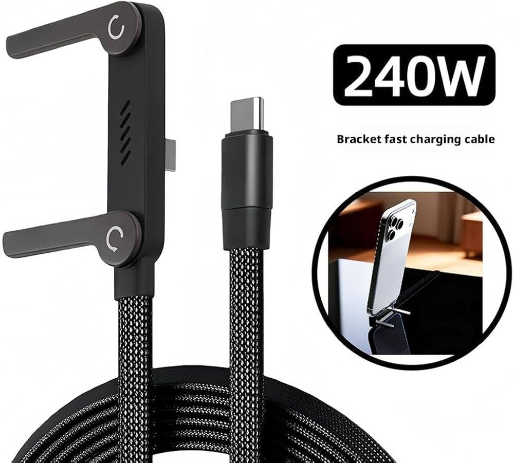 240W Fast Charging Cable with Invisible Holder – 2-in-1 Mobile Stand Cable