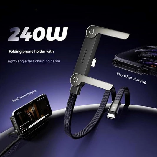 240W Fast Charging Cable with Invisible Holder – 2-in-1 Mobile Stand Cable